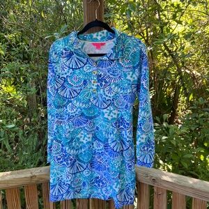 EUC Lilly Pulitzer Captain Popover in Turquoise Oasis Half Shell
